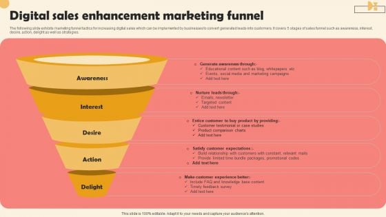 Digital Sales Enhancement Marketing Funnel Clipart PDF