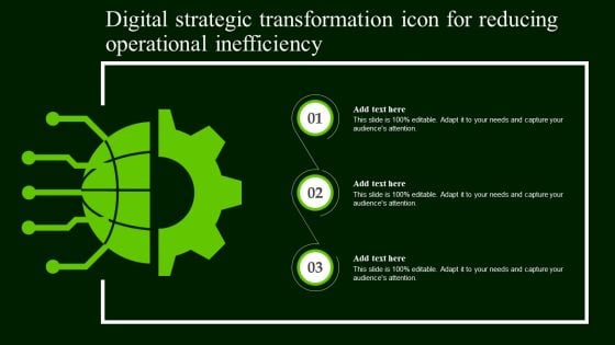 Digital Strategic Transformation Icon For Reducing Operational Inefficiency Download PDF