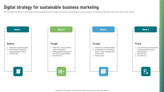 Digital Strategy For Sustainable Business Marketing Formats PDF