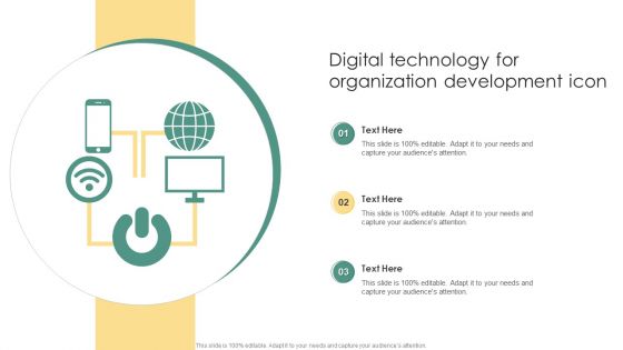 Digital Technology For Organization Development Icon Ppt Infographics Designs PDF