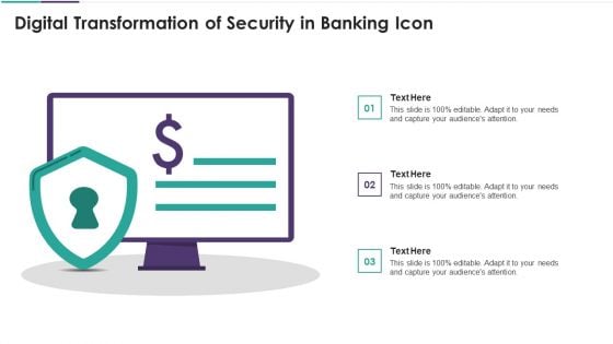 Digital Transformation Of Security In Banking Icon Mockup PDF