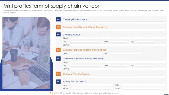 Digital Transformation Of Supply Mini Profiles Form Of Supply Chain Vendor Professional PDF