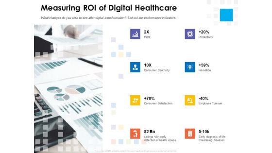 Digital Transformation Strategy Roadmap Measuring ROI Of Digital Healthcare Ppt PowerPoint Presentation Model Themes PDF