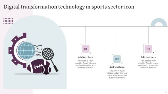 Digital Transformation Technology In Sports Sector Icon Ppt PowerPoint Presentation Styles Format PDF