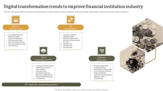 Digital Transformation Trends To Improve Financial Institution Industry Graphics PDF