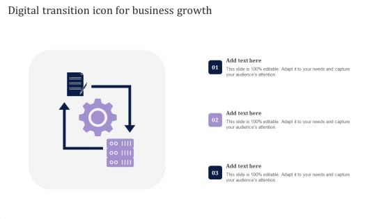 Digital Transition Icon For Business Growth Background PDF