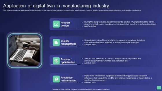 Digital Twin Tech IT Application Of Digital Twin In Manufacturing Industry Guidelines PDF