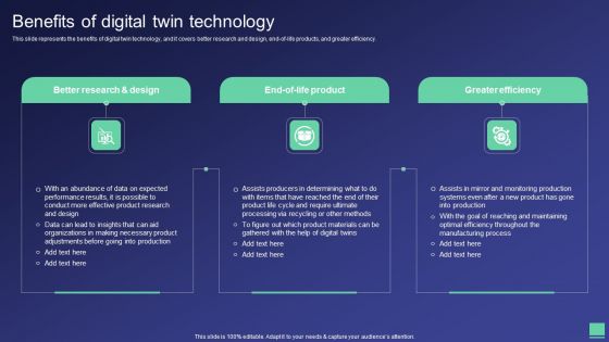 Digital Twin Tech IT Benefits Of Digital Twin Technology Information PDF