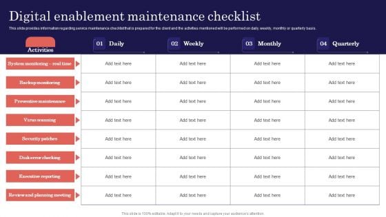 Digitalized Business Checklist Digital Enablement Maintenance Checklist Brochure PDF