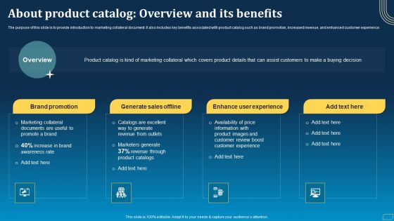 Direct Marketing Techniques To Enhance Business Presence About Product Catalog Overview And Its Benefits Background PDF