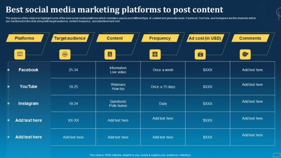 Direct Marketing Techniques To Enhance Business Presence Best Social Media Marketing Platforms To Post Content Brochure PDF