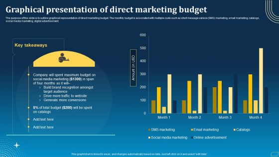 Direct Marketing Techniques To Enhance Business Presence Graphical Presentation Of Direct Marketing Budget Ideas PDF