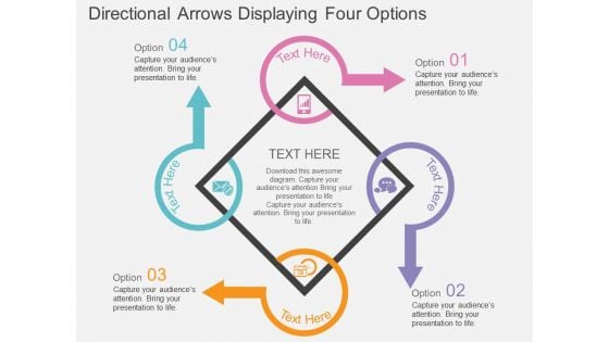 Directional Arrows Displaying Four Options Powerpoint Template