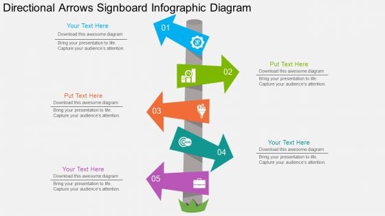 Directional Arrows Signboard Infographic Diagram Powerpoint Template