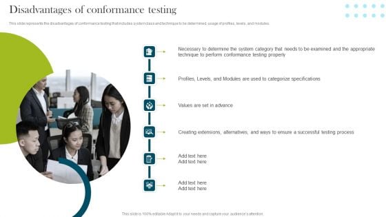 Disadvantages Of Conformance Testing Compliance Assessment Ppt Layouts Background Designs PDF