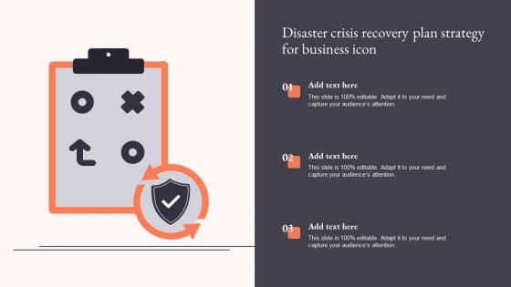 Disaster Crisis Recovery Plan Strategy For Business Icon Guidelines PDF