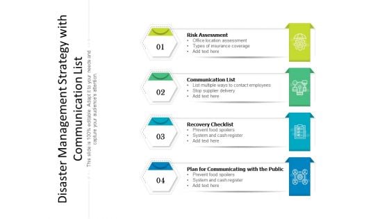 Disaster Management Strategy With Communication List Ppt PowerPoint Presentation File Background Image PDF