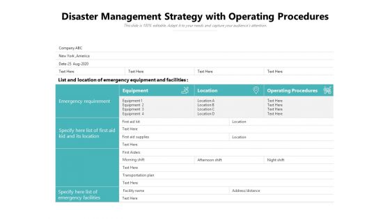 Disaster Management Strategy With Operating Procedures Ppt PowerPoint Presentation Gallery Vector PDF