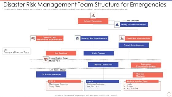 Disaster Risk Management Team Structure For Emergencies Mockup PDF