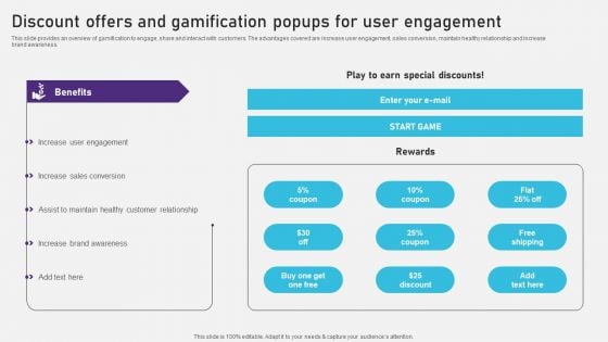 Discount Offers And Gamification Popups For User Engagement Professional PDF