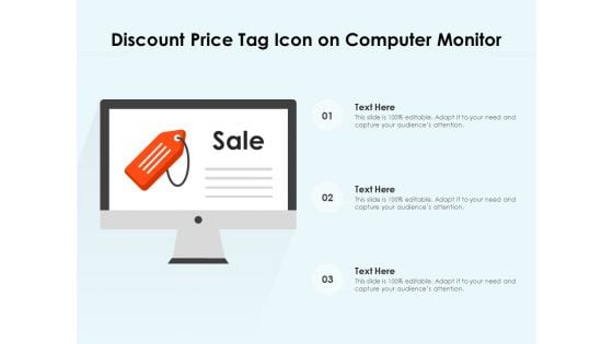 Discount Price Tag Icon On Computer Monitor Ppt PowerPoint Presentation Show Graphics PDF