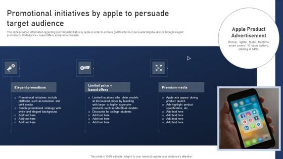 Discovering Apples Billion Dollar Branding Secret Promotional Initiatives By Apple To Persuade Target Audience Mockup PDF