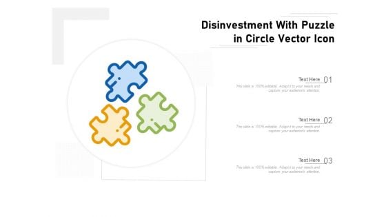 Disinvestment With Puzzle In Circle Vector Icon Ppt PowerPoint Presentation Model Visuals PDF