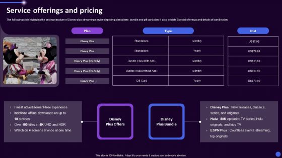 Disney Plus OTT Platform Company Summary Service Offerings And Pricing Elements PDF