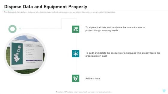 Dispose Data And Equipment Properly IT Security IT Ppt Icon Clipart Images PDF