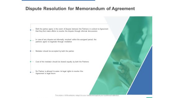 Dispute Resolution For Memorandum Of Agreement Ppt PowerPoint Presentation Portfolio Infographics