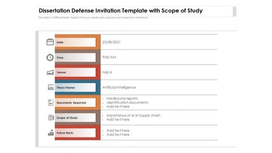 Dissertation Defense Invitation Template With Scope Of Study Ppt PowerPoint Presentation Infographics Visuals PDF