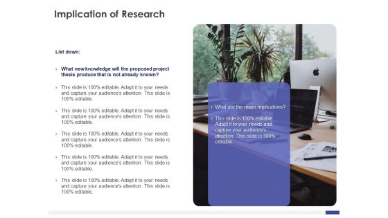 Dissertation Planning Proposal Implication Of Research Ppt File Design Ideas PDF