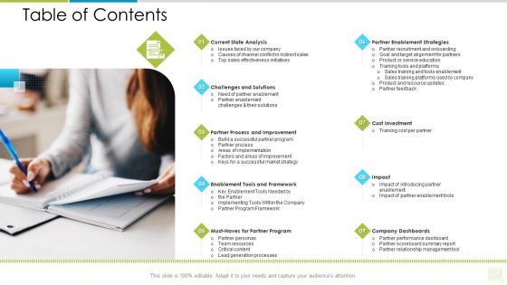 Distributor Entitlement Initiatives Table Of Contents Sample PDF