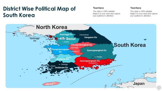 District Wise Political Map Of South Korea Ppt PowerPoint Presentation Gallery Grid PDF