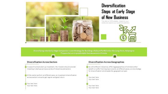 Diversification Steps At Early Stage Of New Business Ppt PowerPoint Presentation Show Picture PDF