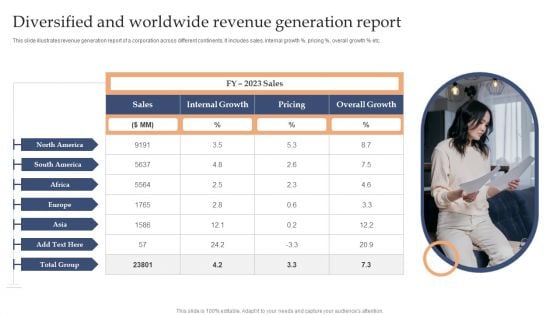 Diversified And Worldwide Revenue Generation Report Brochure PDF