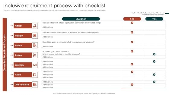 Diversity Management Plan To Improve Workplace Culture Inclusive Recruitment Process With Checklist Formats PDF