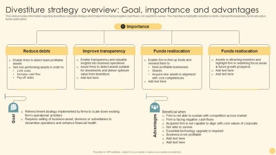 Divestiture Strategy Overview Goal Importance And Advantages Ppt PowerPoint Presentation File Model PDF Divestiture Strategy Overview Goal Importance And Advantages Ppt PowerPoint Presentation File Model PDF