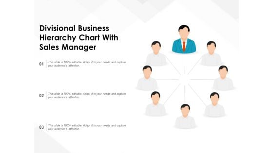 Divisional Business Hierarchy Chart With Sales Manager Ppt PowerPoint Presentation Gallery Styles PDF