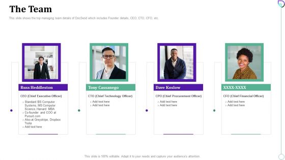 Docsend Capital Raising Pitch Deck The Team Microsoft PDF Docsend Capital Raising Pitch Deck The Team Microsoft PDF