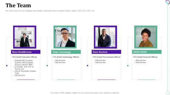 Docsend Capital Raising Pitch Deck The Team Microsoft PDF