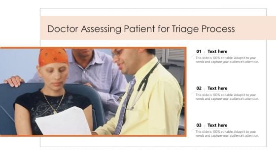 Doctor Assessing Patient For Triage Process Ppt PowerPoint Presentation Infographics Graphics Example PDF