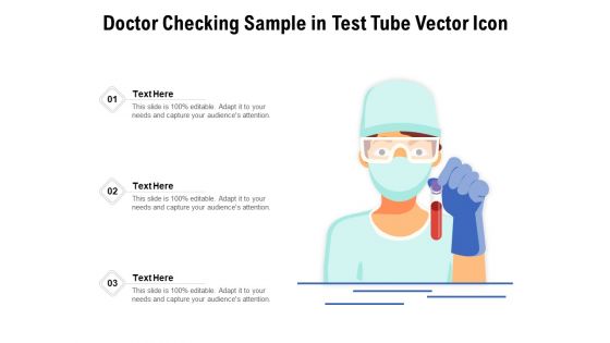 Doctor Checking Sample In Test Tube Vector Icon Ppt PowerPoint Presentation Show Gallery PDF
