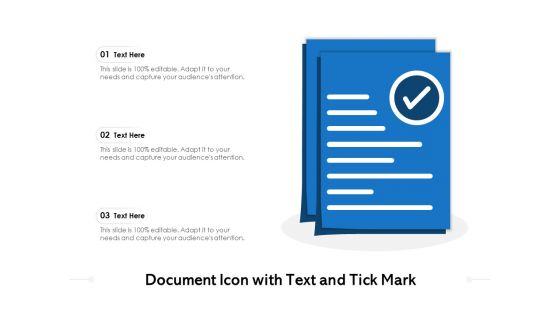 Document Icon With Text And Tick Mark Ppt PowerPoint Presentation File Designs PDF