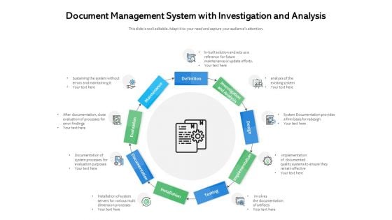 Document Management System With Investigation And Analysis Ppt PowerPoint Presentation File Design Ideas PDF