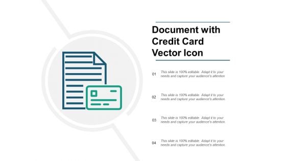 Document With Credit Card Vector Icon Ppt PowerPoint Presentation Icon Demonstration