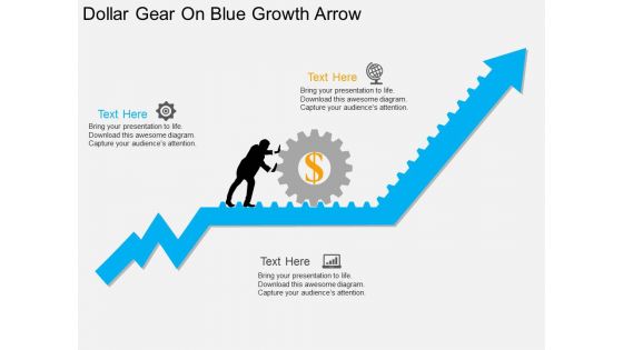 Dollar Gear On Blue Growth Arrow Powerpoint Template