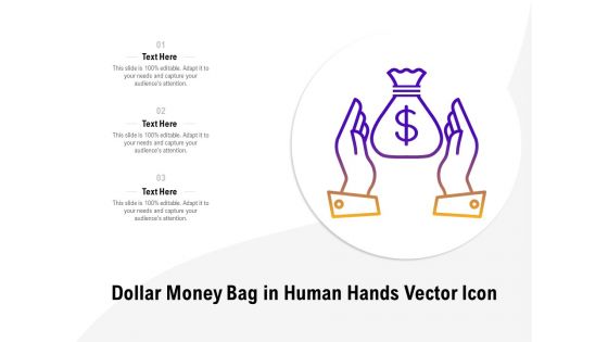 Dollar Money Bag In Human Hands Vector Icon Ppt PowerPoint Presentation Summary Introduction