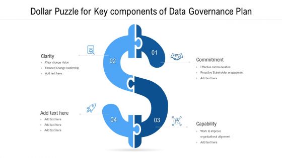 Dollar Puzzle For Key Components Of Data Governance Plan Ppt PowerPoint Presentation Gallery Graphics Pictures PDF