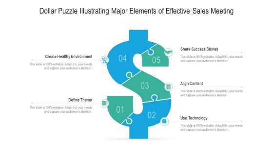 Dollar Puzzle Illustrating Major Elements Of Effective Sales Meeting Ppt PowerPoint Presentation Gallery Samples PDF